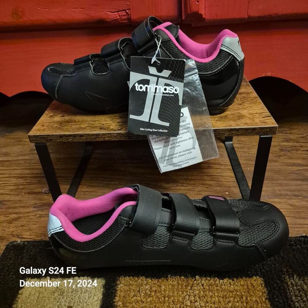 NWT Tommaso Euro 40 US 9 Pista 100 Black Pink Cycling Shoes Bike Exercise NEW